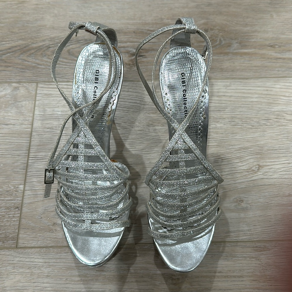1 pair of high heels silver with 5” heel